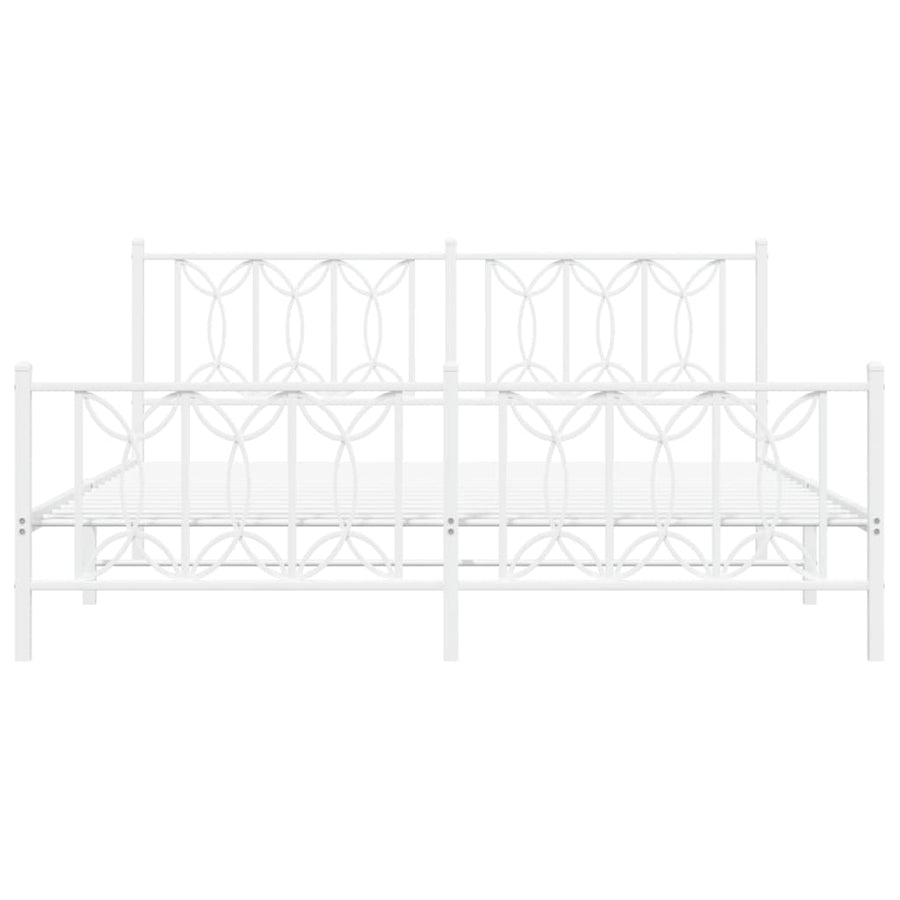 Bedframe met hoofd- en voeteneinde metaal wit 183x213 cm