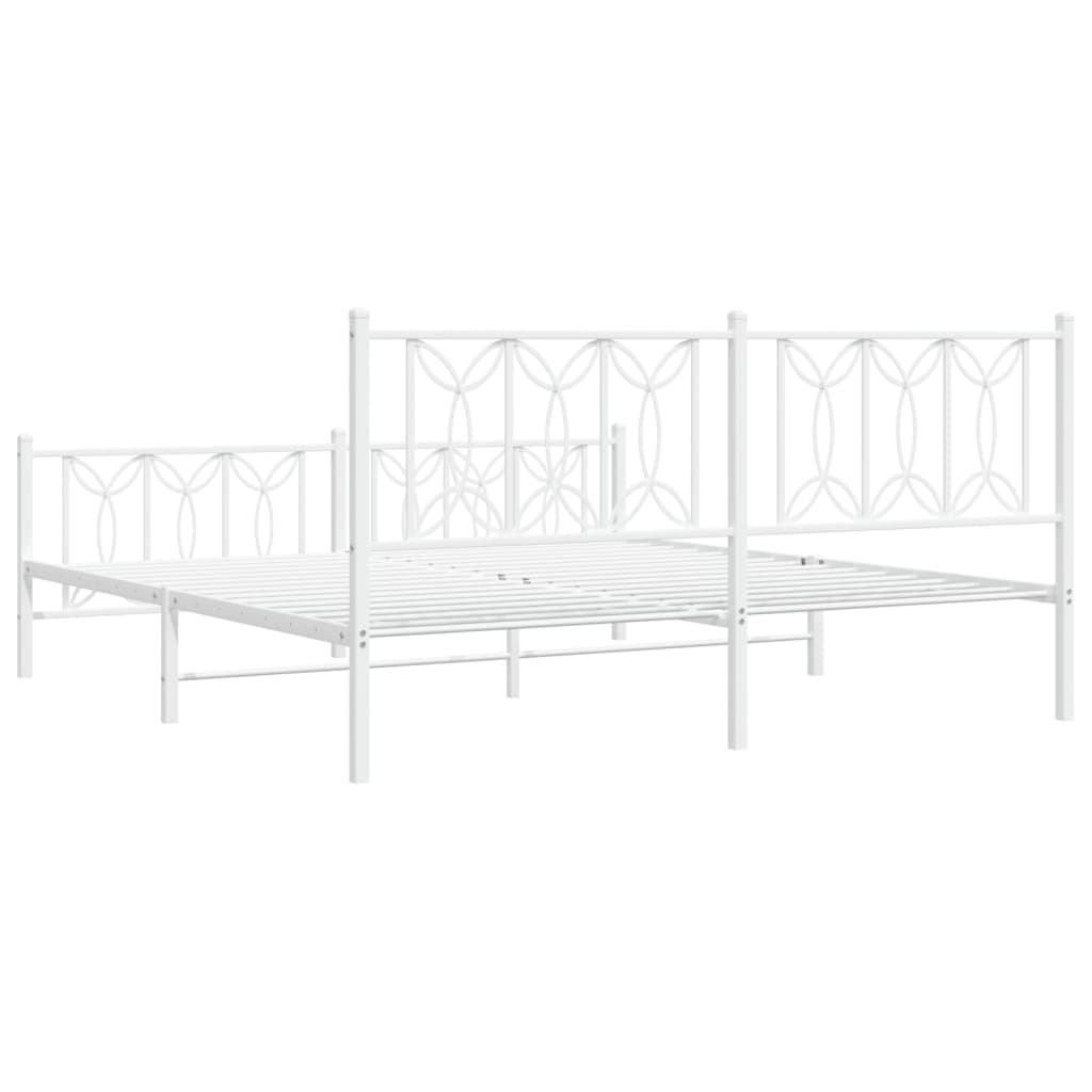 Bedframe met hoofd- en voeteneinde metaal wit 183x213 cm