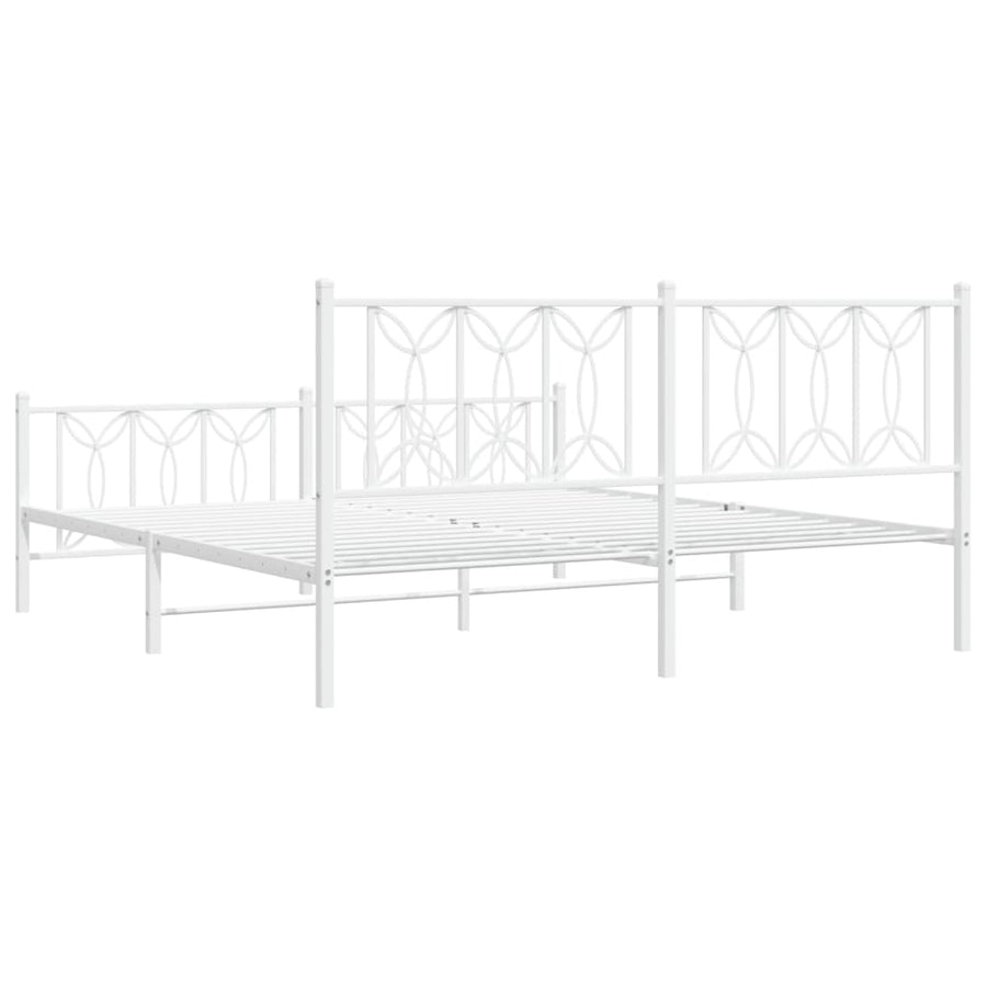 Bedframe met hoofd- en voeteneinde metaal wit 183x213 cm