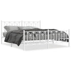 White Metal Bed Frame with Headboard and Footboard 183x213 cm