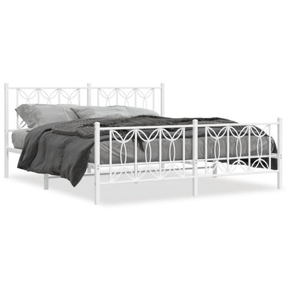 Bedframe met hoofd- en voeteneinde metaal wit 183x213 cm