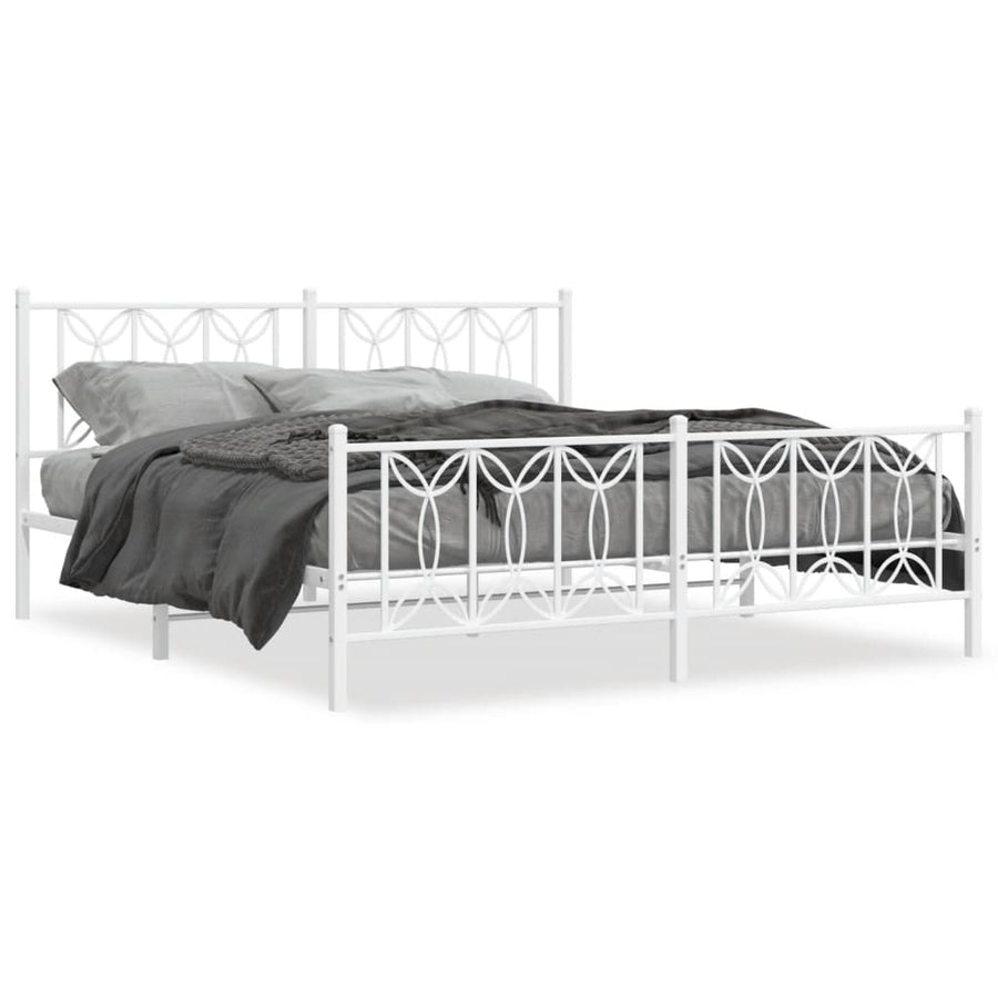Bedframe met hoofd- en voeteneinde metaal wit 183x213 cm