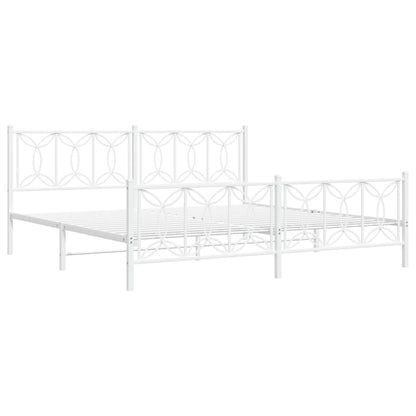 Bedframe met hoofd- en voeteneinde metaal wit 193x203 cm