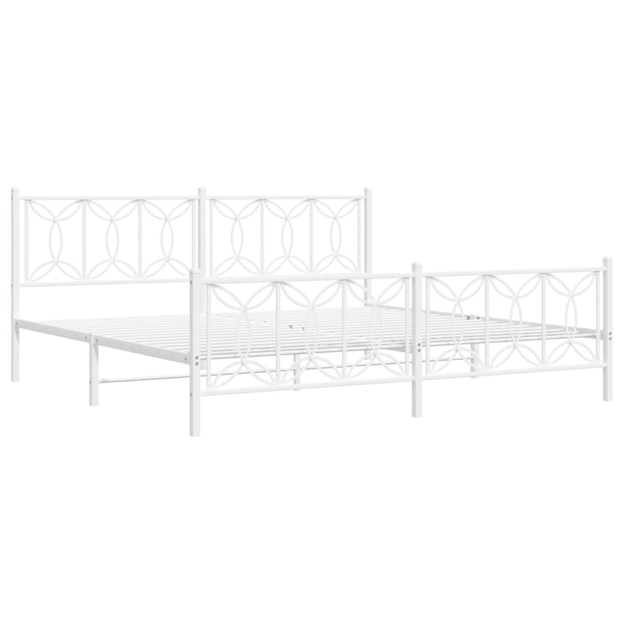 Bedframe met hoofd- en voeteneinde metaal wit 193x203 cm