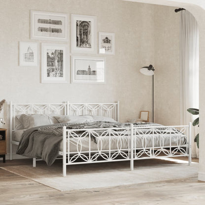 Bedframe met hoofd- en voeteneinde metaal wit 193x203 cm