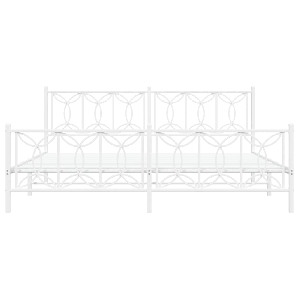 Bedframe met hoofd- en voeteneinde metaal wit 193x203 cm