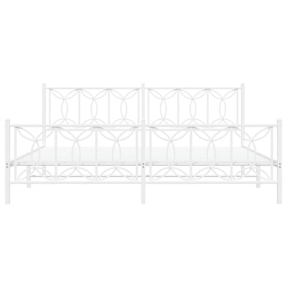Bedframe met hoofd- en voeteneinde metaal wit 193x203 cm
