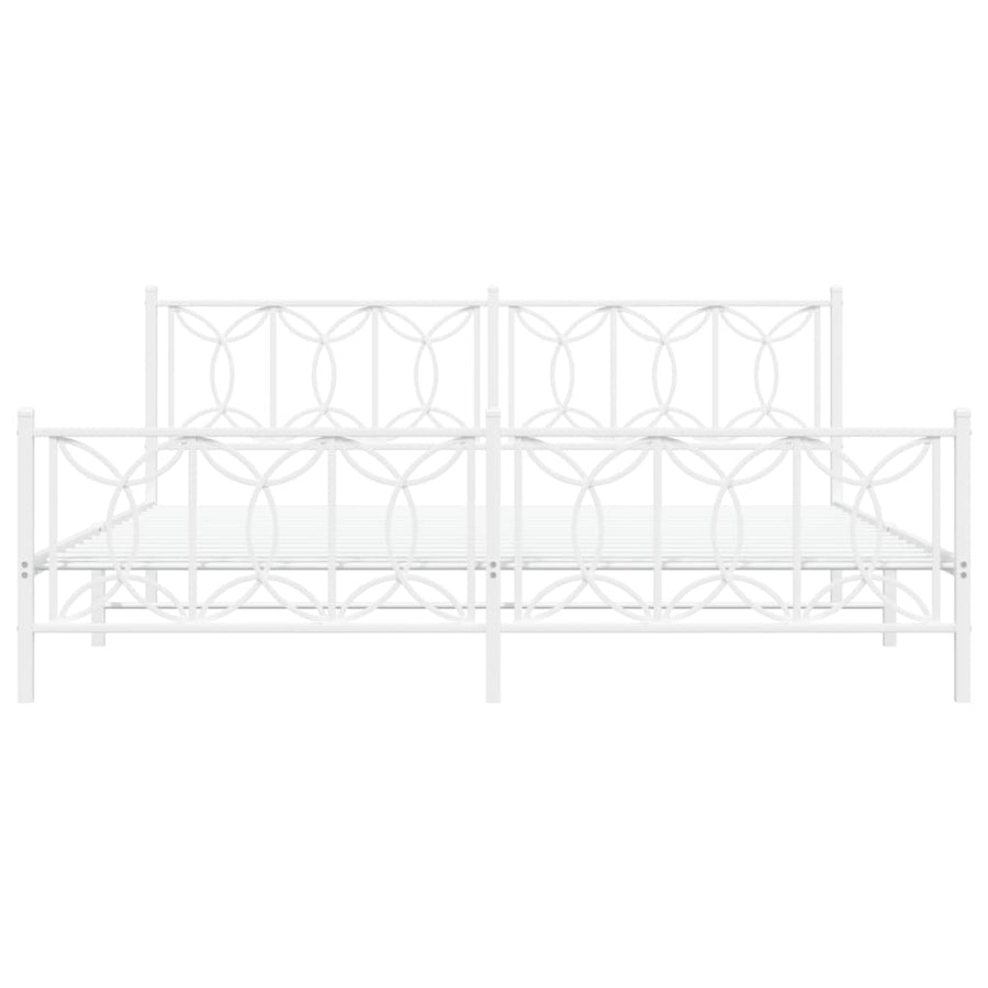 Bedframe met hoofd- en voeteneinde metaal wit 193x203 cm