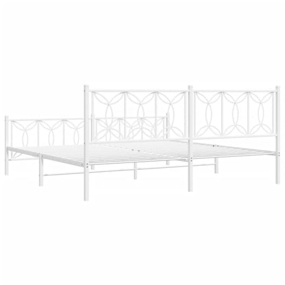 Bedframe met hoofd- en voeteneinde metaal wit 193x203 cm