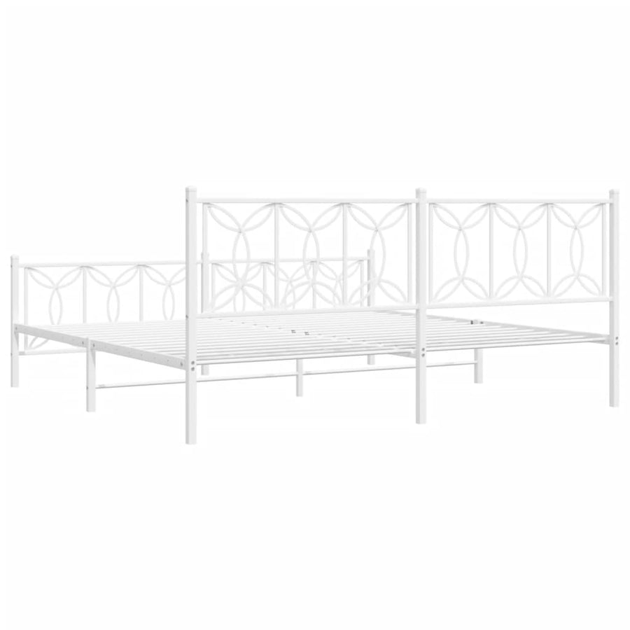 Bedframe met hoofd- en voeteneinde metaal wit 193x203 cm