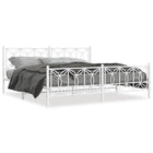 Metal Bed Frame with Headboard and Footboard White 193x203 cm