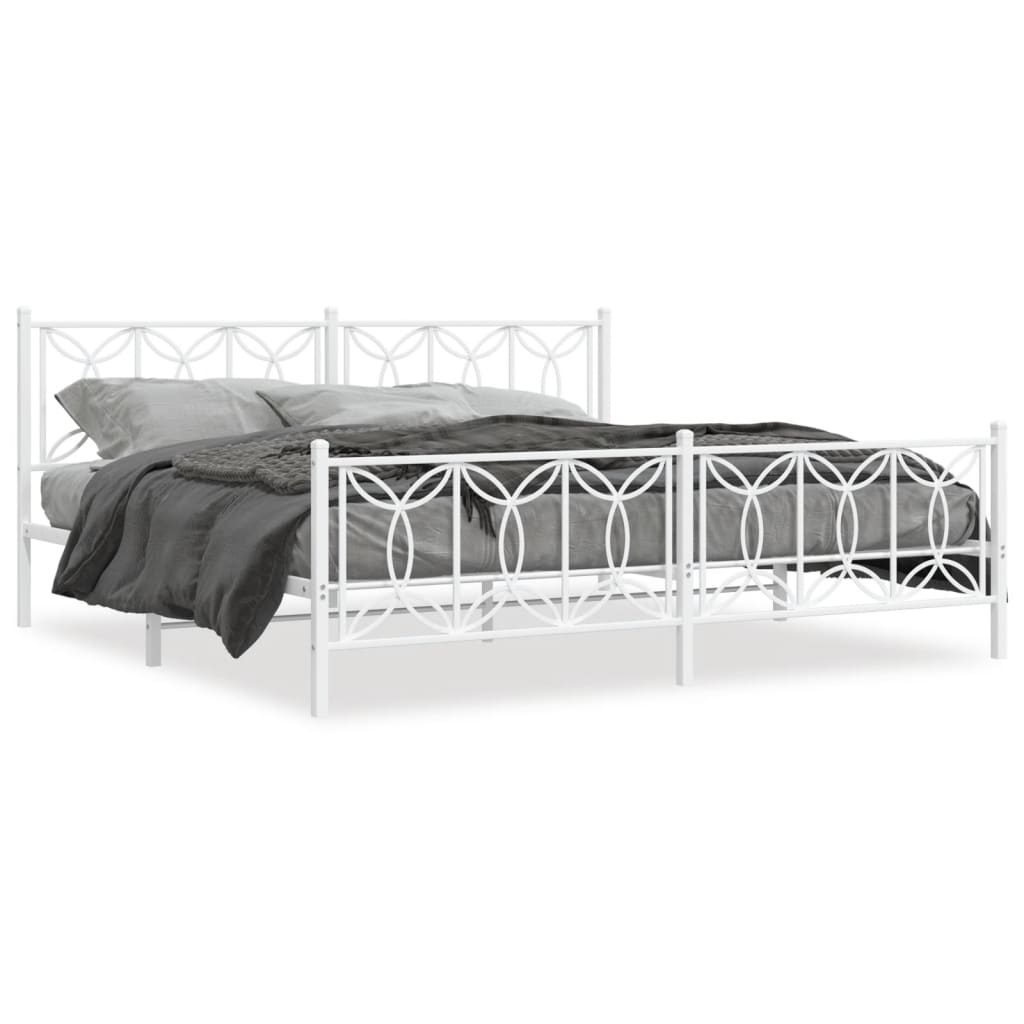 Bedframe met hoofd- en voeteneinde metaal wit 193x203 cm
