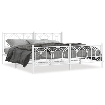 Bedframe met hoofd- en voeteneinde metaal wit 193x203 cm