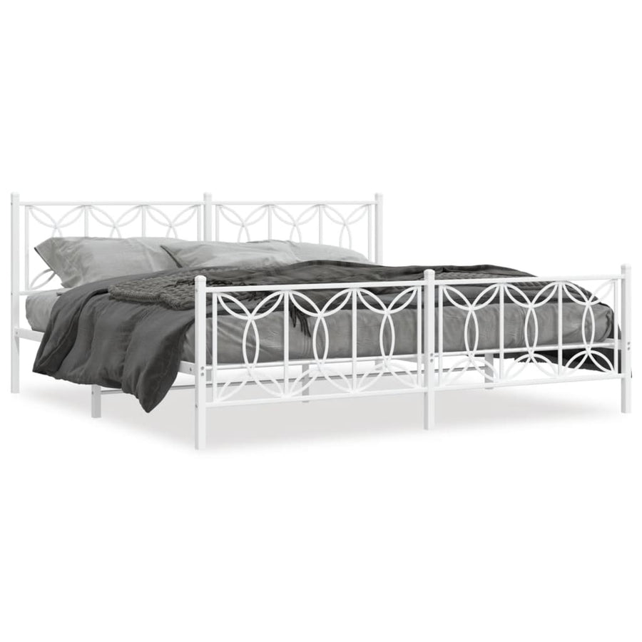 Bedframe met hoofd- en voeteneinde metaal wit 193x203 cm