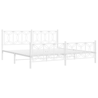 Bedframe met hoofd- en voeteneinde metaal wit 200x200 cm