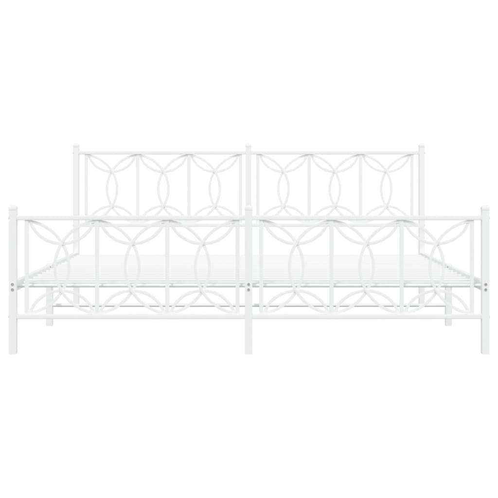 Bedframe met hoofd- en voeteneinde metaal wit 200x200 cm