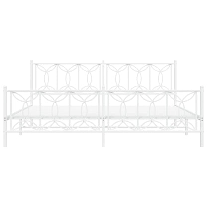 Bedframe met hoofd- en voeteneinde metaal wit 200x200 cm