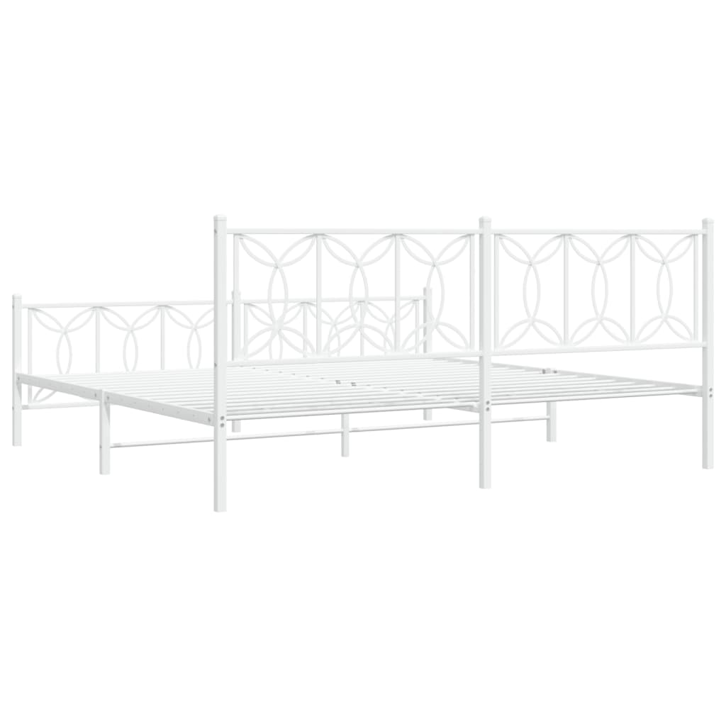 Bedframe met hoofd- en voeteneinde metaal wit 200x200 cm