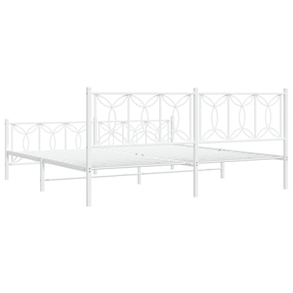 Bedframe met hoofd- en voeteneinde metaal wit 200x200 cm