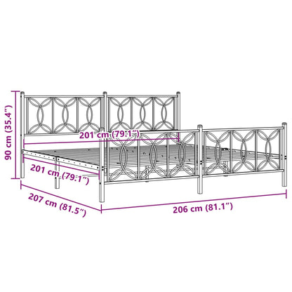 Bedframe met hoofd- en voeteneinde metaal wit 200x200 cm