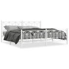 Bed frame with headboard and footboard metal white 200x200 cm