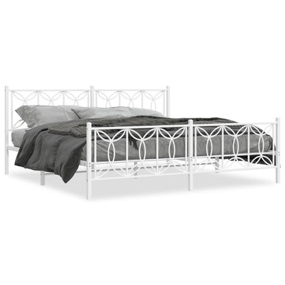 Bedframe met hoofd- en voeteneinde metaal wit 200x200 cm