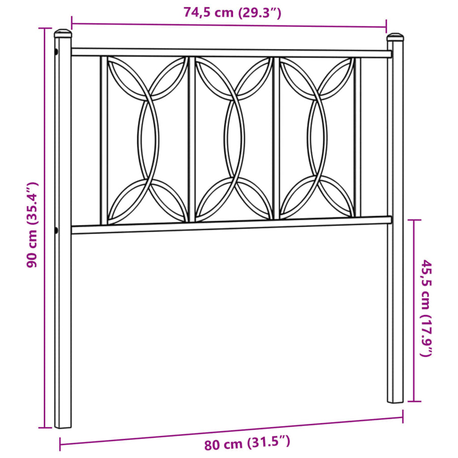 Hoofdbord 75 cm metaal wit