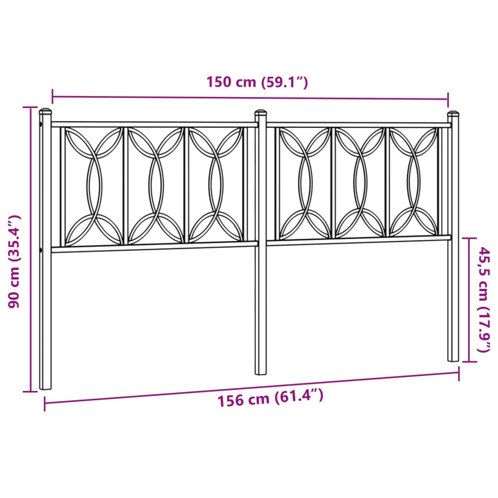Hoofdbord Metaal 150 cm Wit