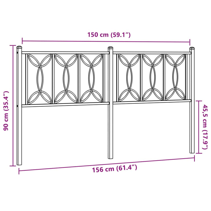 Hoofdbord Metaal 150 cm Wit