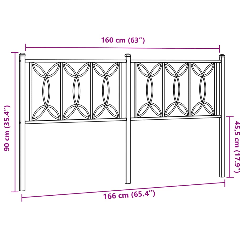 Hoofdbord Metaal 160 cm Wit