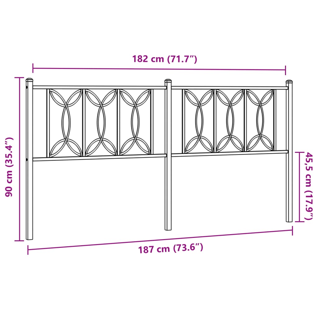 Hoofdbord 180 cm metaal wit