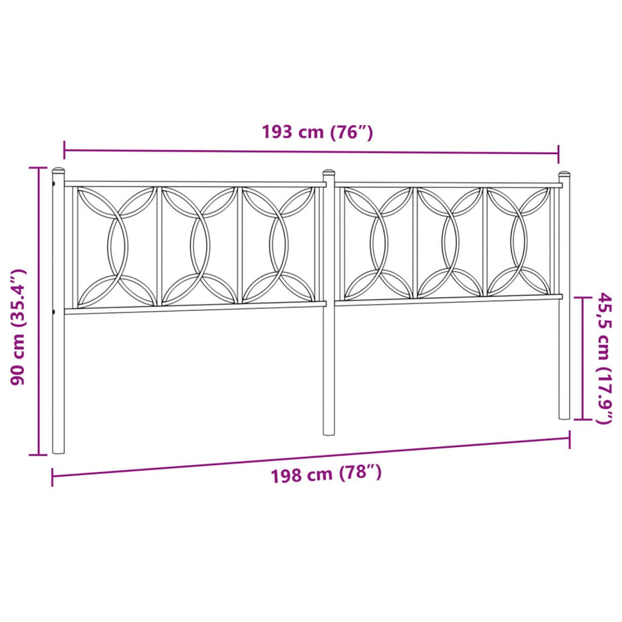 Hoofdbord 193 cm metaal wit