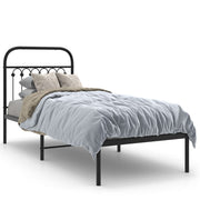 Bedframe metaal zwart 75x190 cm met hoofdbord