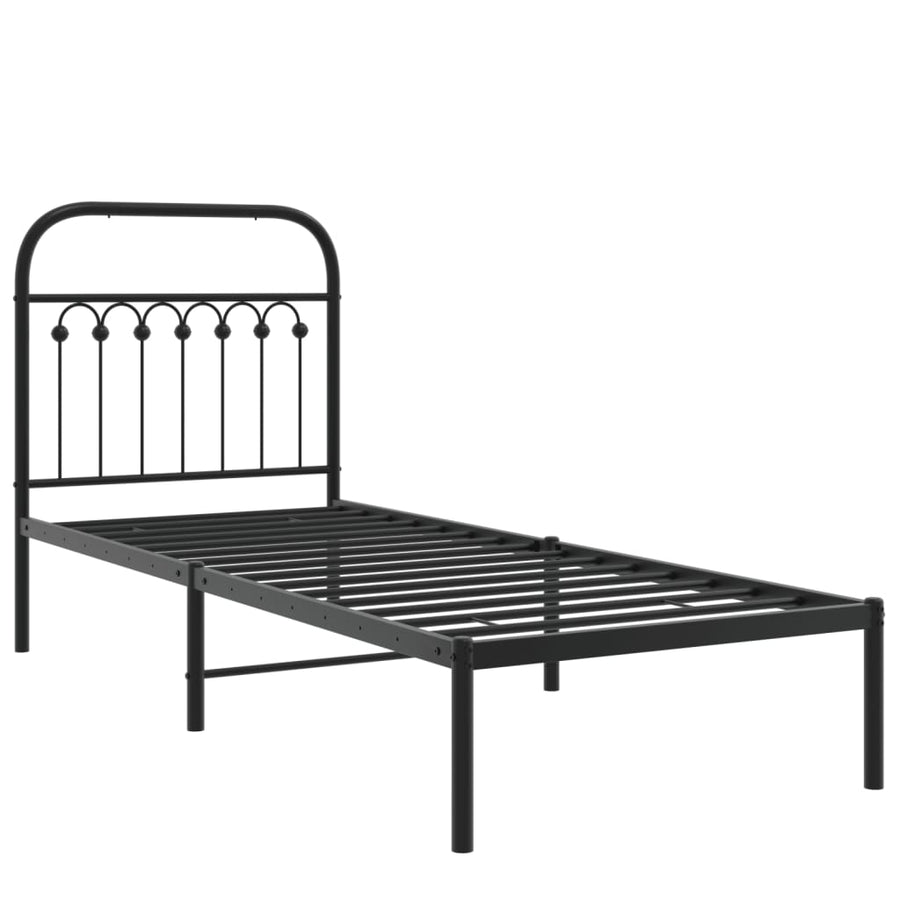 Bedframe met hoofdbord metaal zwart 80x200 cm
