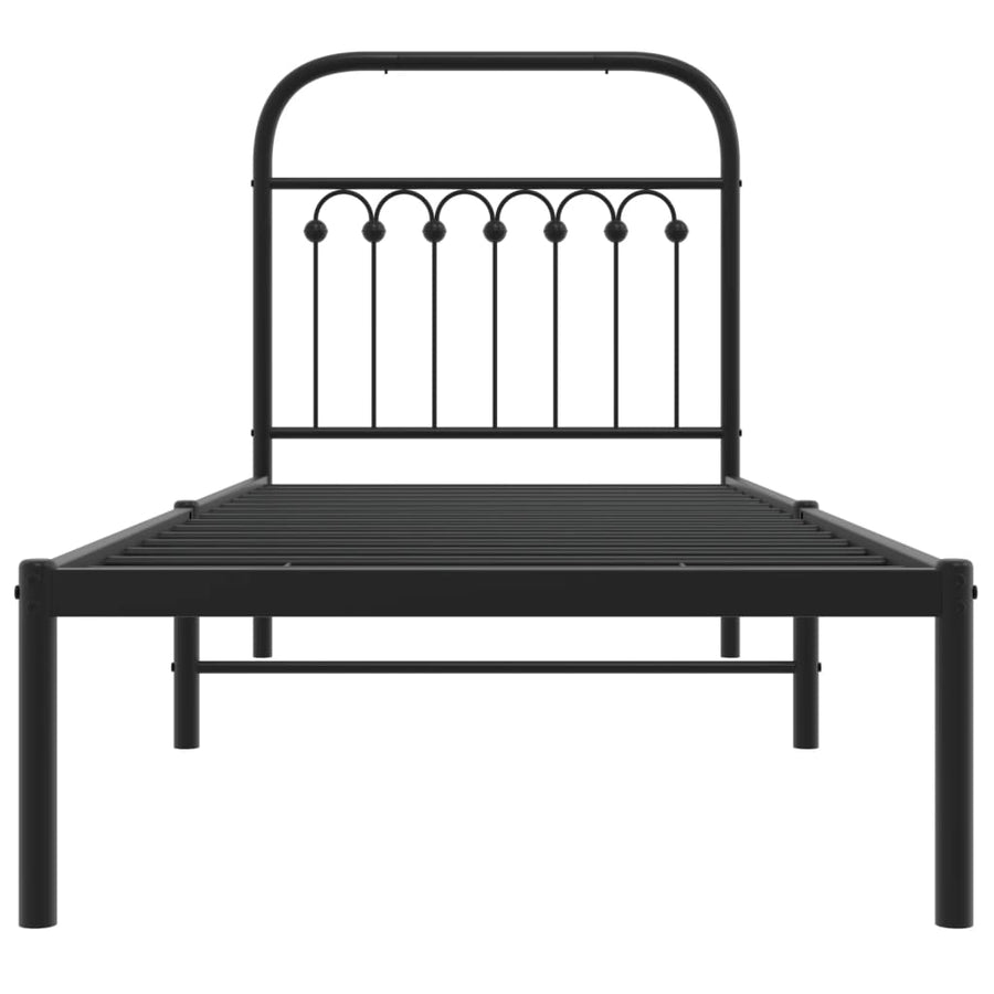 Bedframe met hoofdbord metaal zwart 80x200 cm