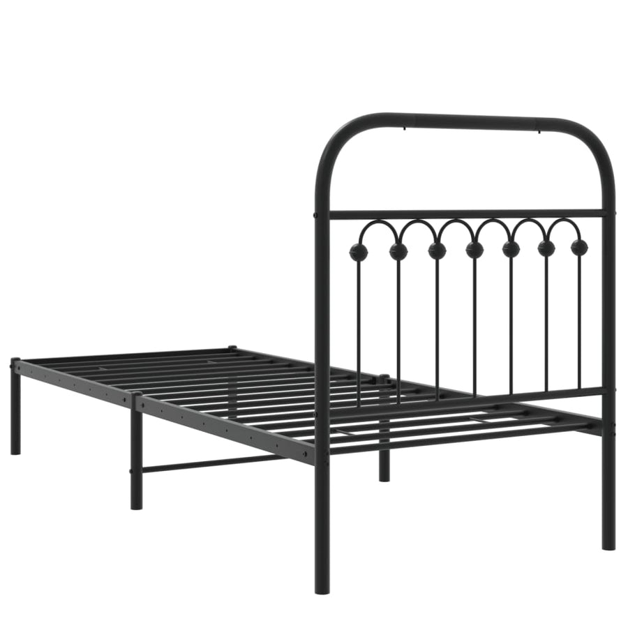 Bedframe met hoofdbord metaal zwart 80x200 cm