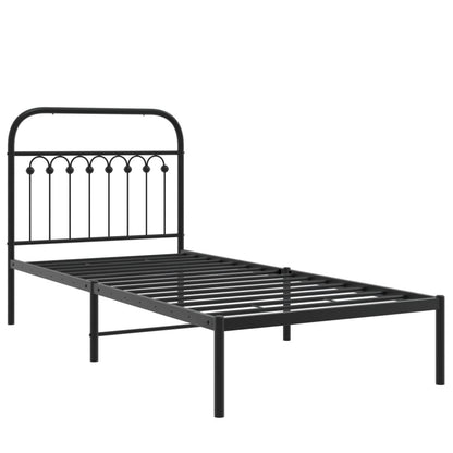 Bedframe met hoofdbord metaal zwart 90x190 cm