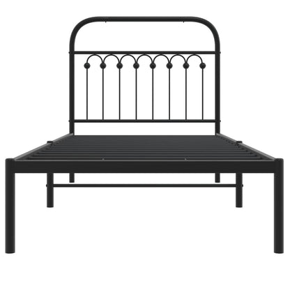 Bedframe met hoofdbord metaal zwart 90x190 cm