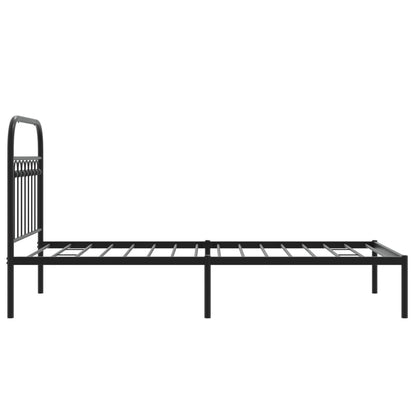 Bedframe met hoofdbord metaal zwart 90x190 cm