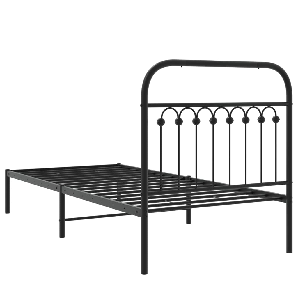 Bedframe met hoofdbord metaal zwart 90x190 cm