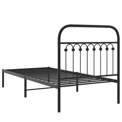 Bedframe met hoofdbord metaal zwart 90x190 cm