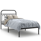 Bed frame with headboard metal black 90x190 cm