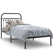 Bedframe metaal zwart 90x190 cm met hoofdbord
