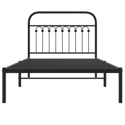 Bedframe met hoofdbord metaal zwart 100x190 cm
