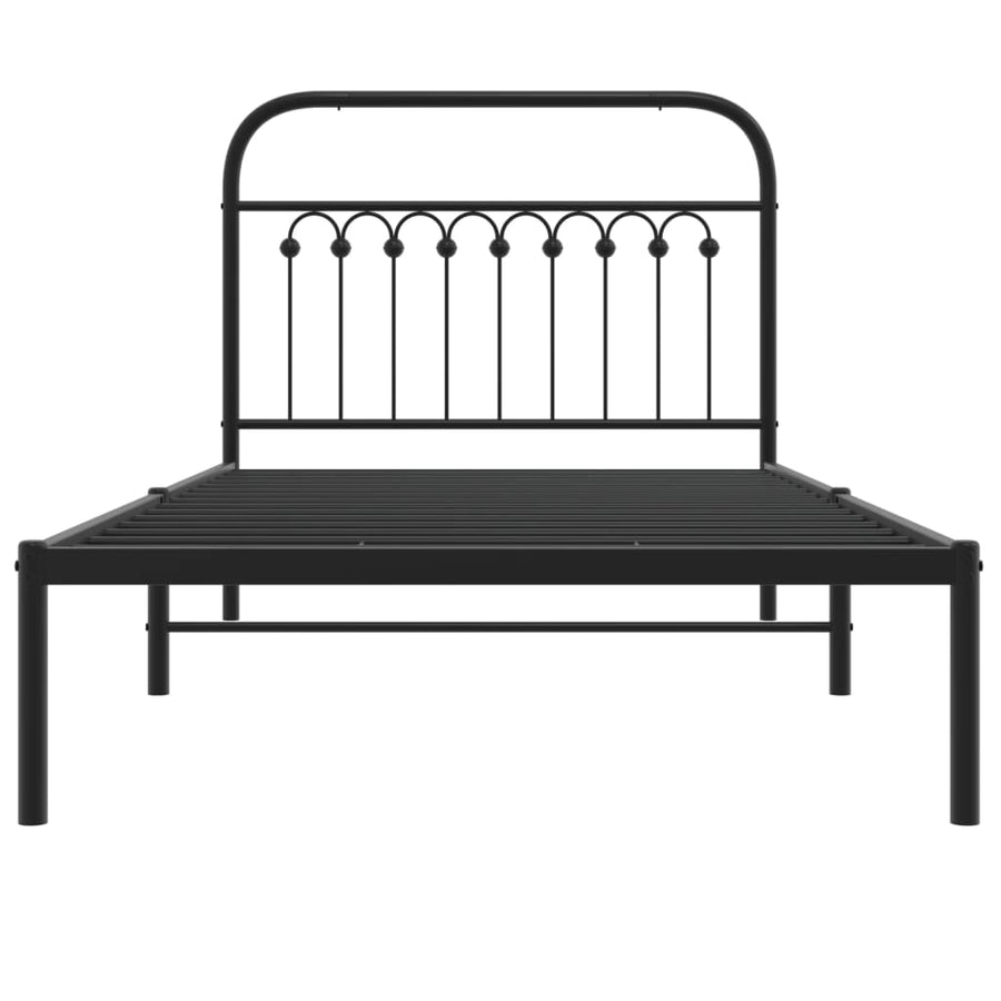 Bedframe met hoofdbord metaal zwart 100x190 cm