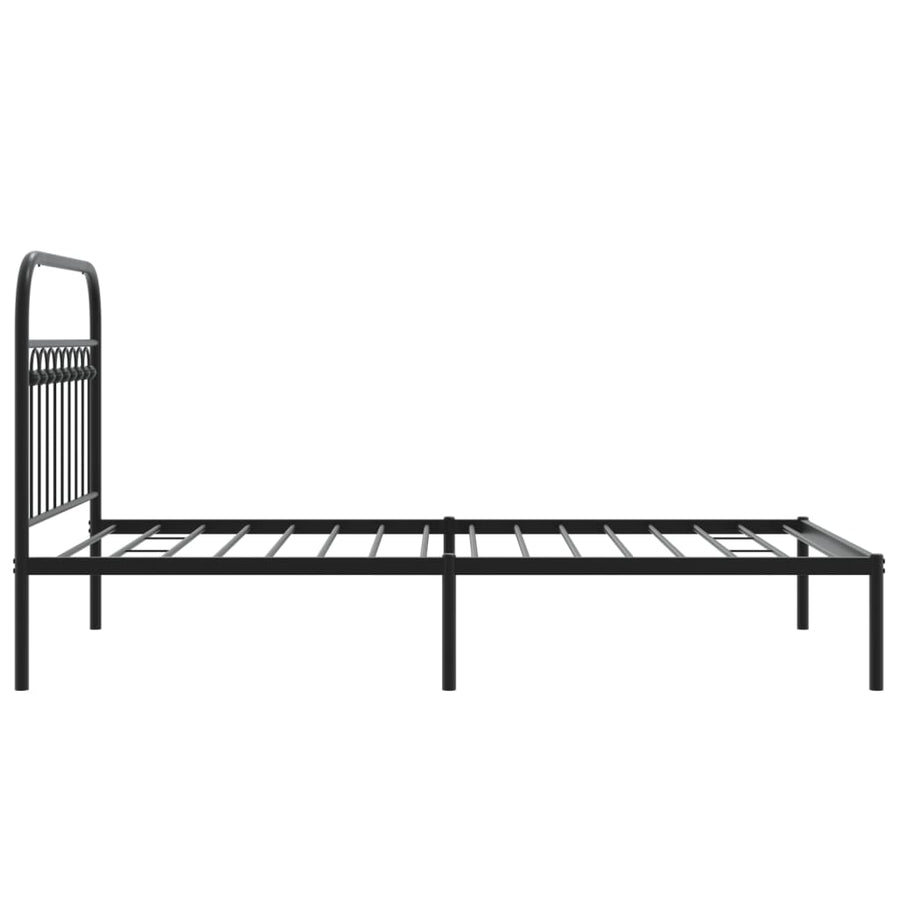 Bedframe met hoofdbord metaal zwart 100x190 cm