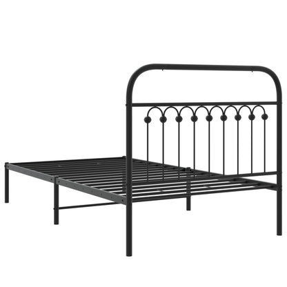Bedframe met hoofdbord metaal zwart 100x190 cm