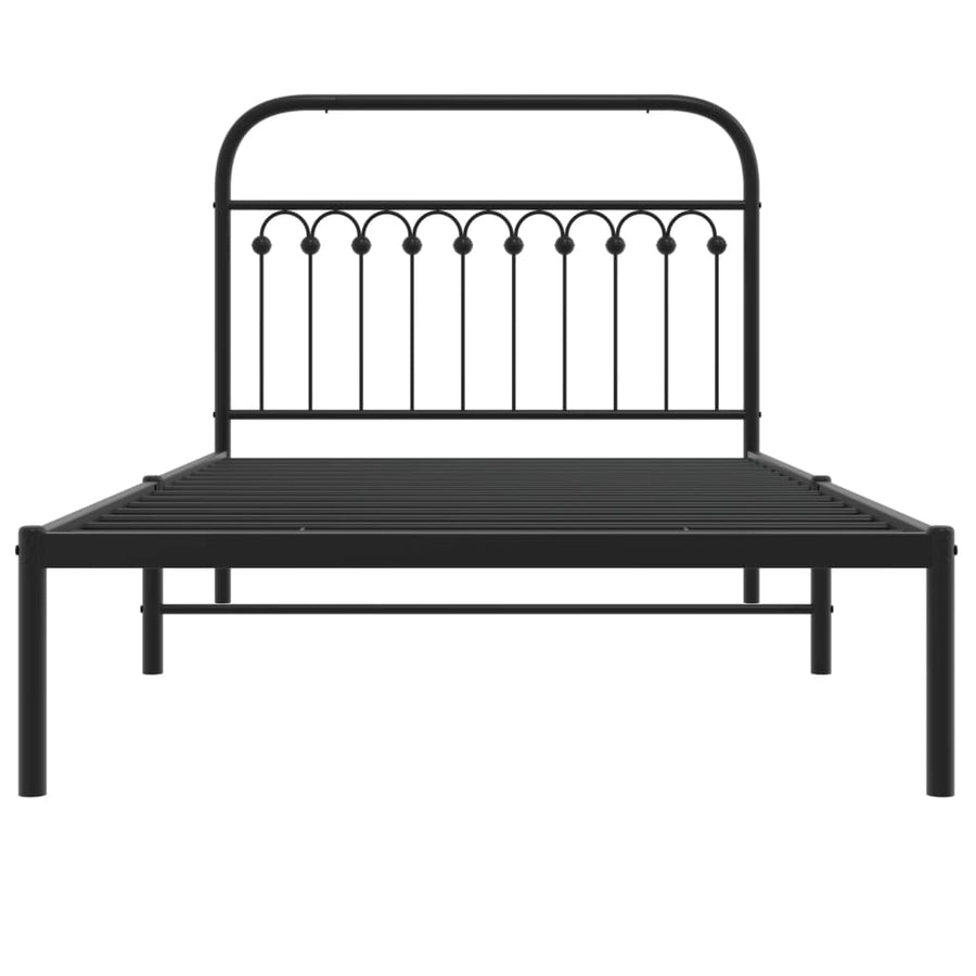 Bedframe met hoofdbord metaal zwart 107x203 cm