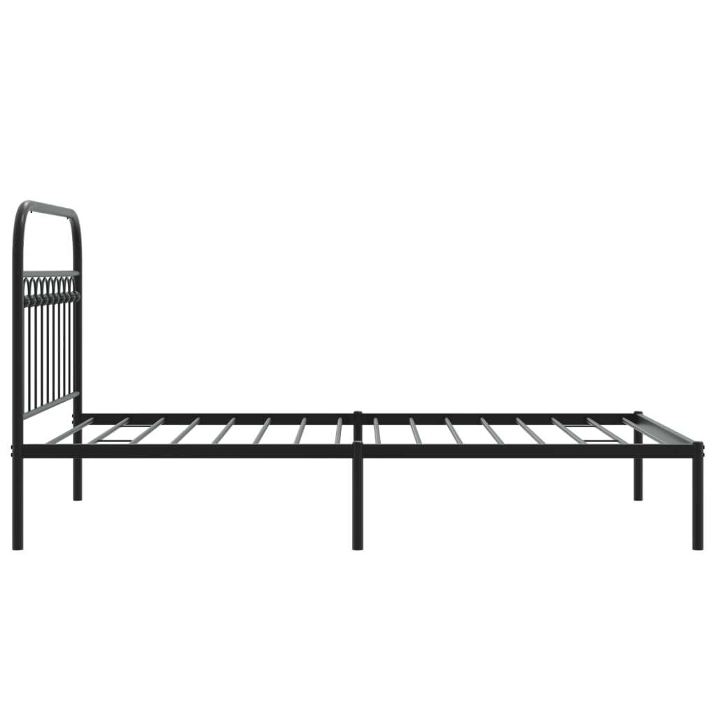 Bedframe met hoofdbord metaal zwart 107x203 cm