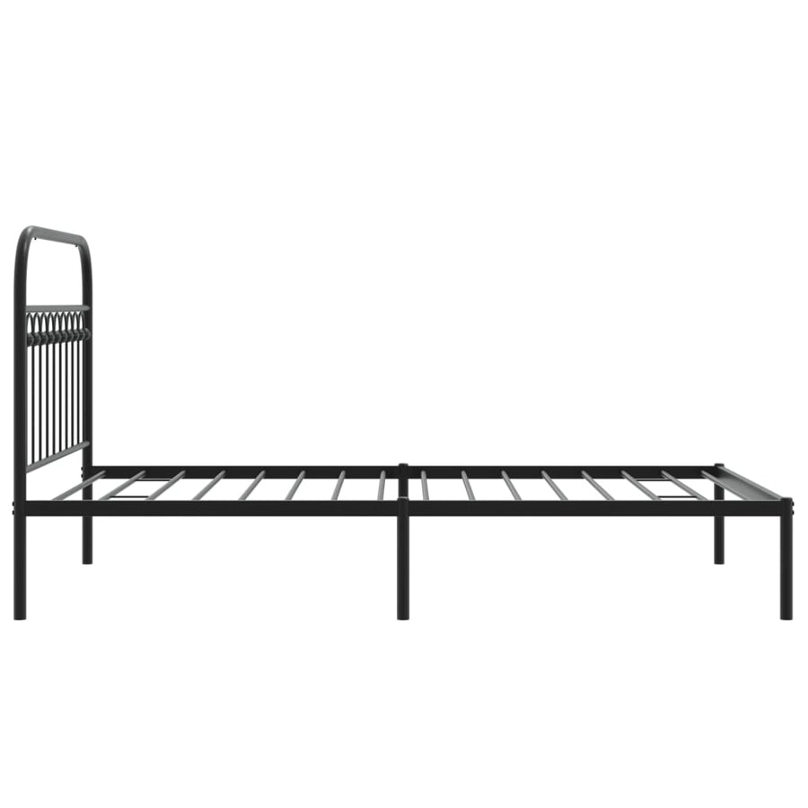 Bedframe met hoofdbord metaal zwart 107x203 cm